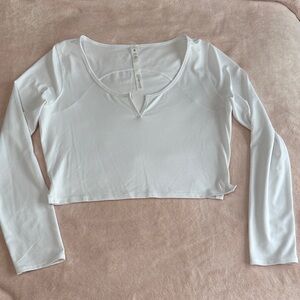 lululemon athletica White Long Sleeve Crop Top